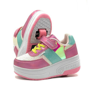 Zapatillas Con Ruedas De Nina Tipo Patin Doble Rueda Verazzi Color Rosa