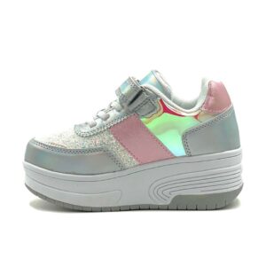 zapatillas con ruedas de nina tipo patin doble rueda verazzi gris