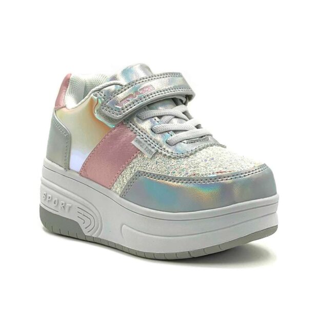 zapatillas con ruedas de nina tipo patin doble rueda verazzi gris
