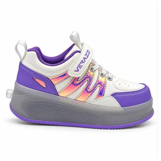 Zapatillas con ruedas y luces tipo patín verazzi purpura