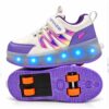 Zapatillas con ruedas y luces tipo patín verazzi purpura