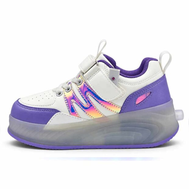Zapatillas con ruedas y luces tipo patín verazzi purpura