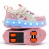 Zapatillas con ruedas y luces tipo patín verazzi rosado