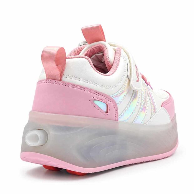 Zapatillas con ruedas y luces tipo patín verazzi rosado