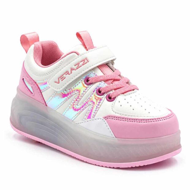 Zapatillas con ruedas y luces tipo patín verazzi rosado